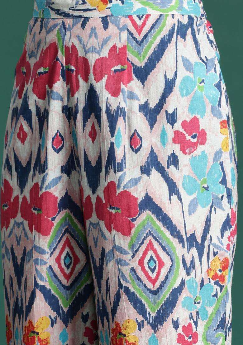 Multicolor Printed Cotton Kurta Set - Indya