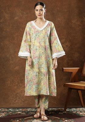 Multicolor Printed Cotton Kurta Set