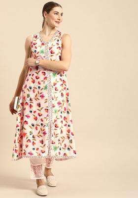 Multicolor Printed Polyester Kurta Set