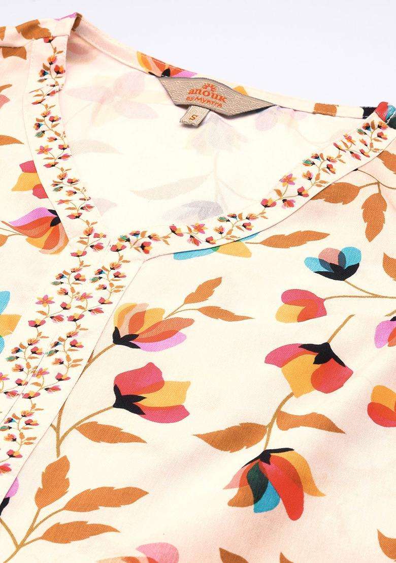 Multicolor Printed Polyester Kurta Set - Indya