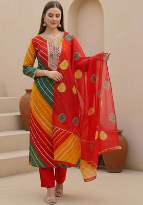 Multicolor Printed Georgette Kurta Set