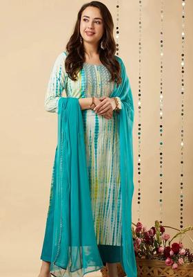 Blue Dyed Viscose Kurta Set