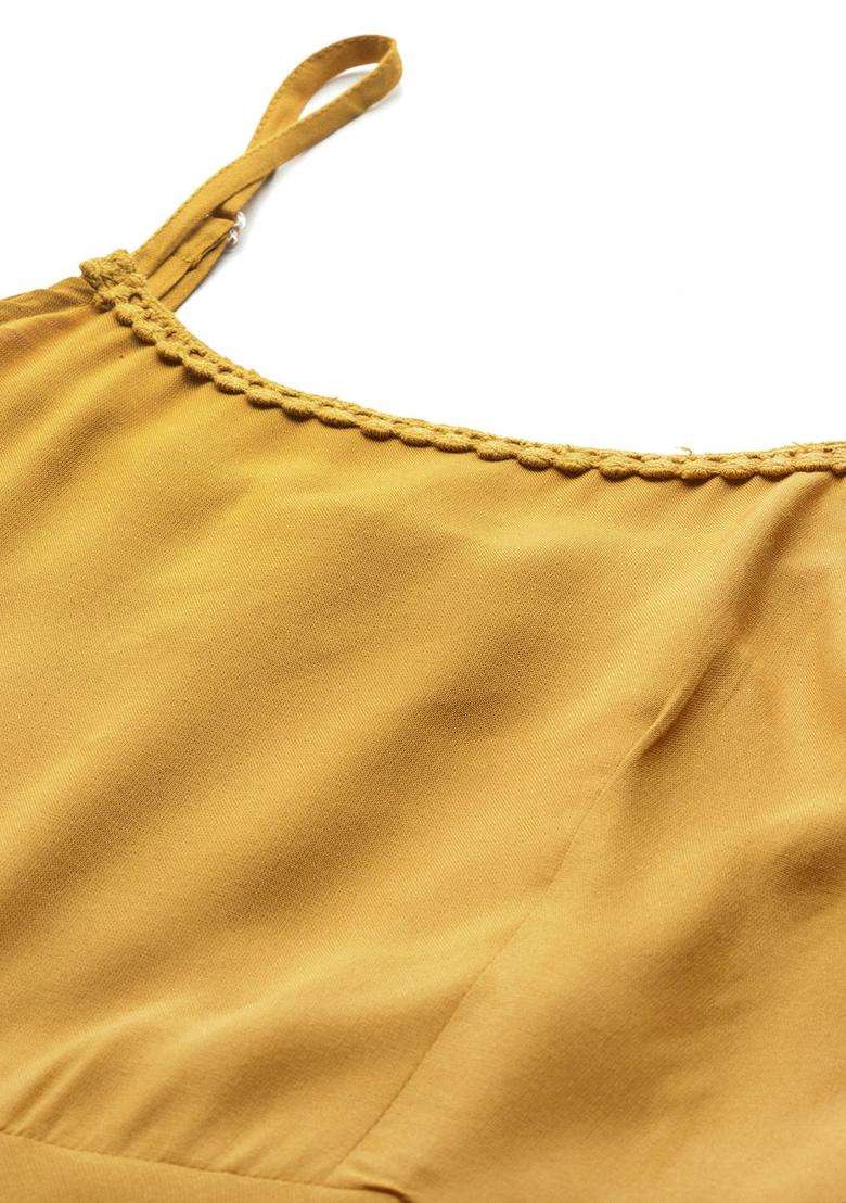 Mustard Solid Viscose Kurta Set - Indya