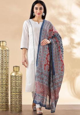 White Solid Cotton Kurta Set