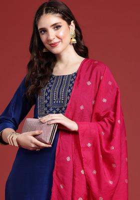 Blue Yoke Design Viscose Kurta Set