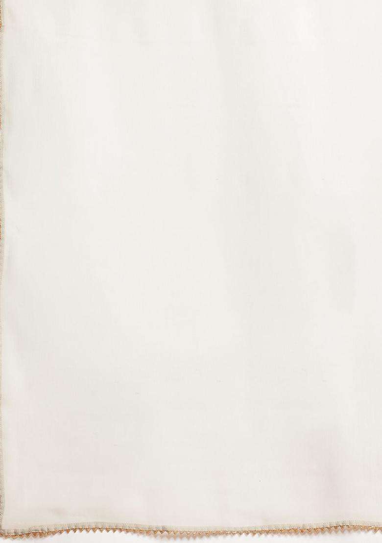Off White Printed Polyester Kurta Set - Indya