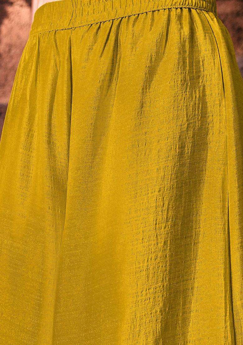 Mustard Embroidered Silk Sharara Set - Indya