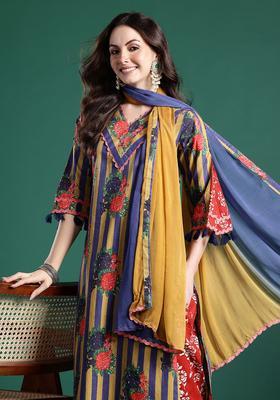 Multicolor Printed Cotton Kurta Set