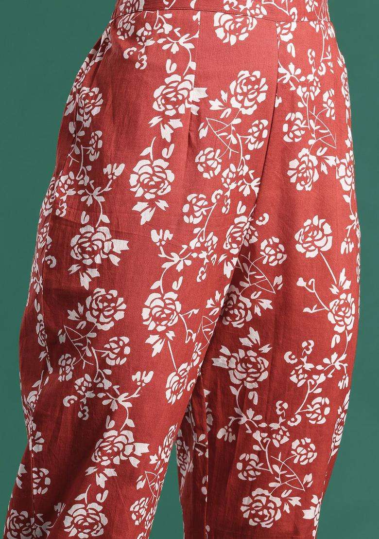 Multicolor Printed Cotton Kurta Set - Indya