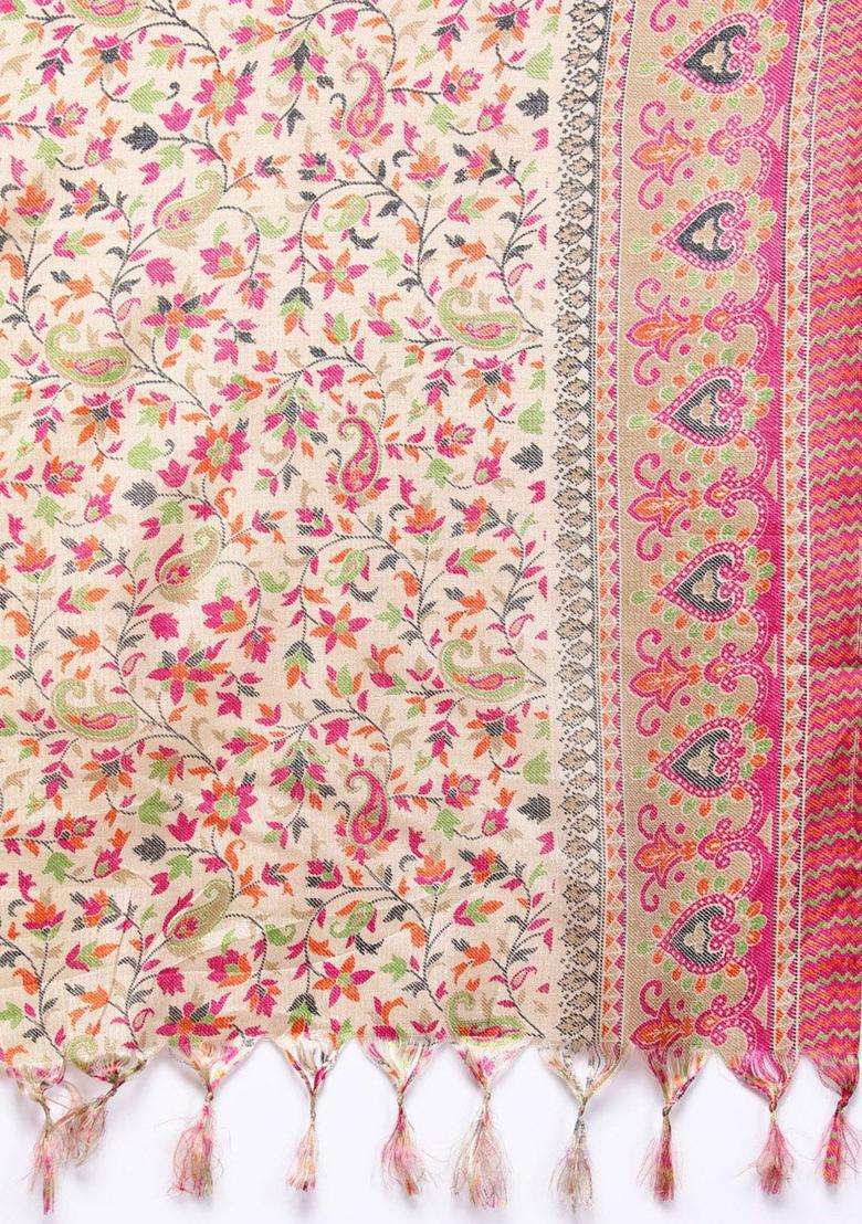 Pink Woven Design Silk Blend Kurta Set - Indya