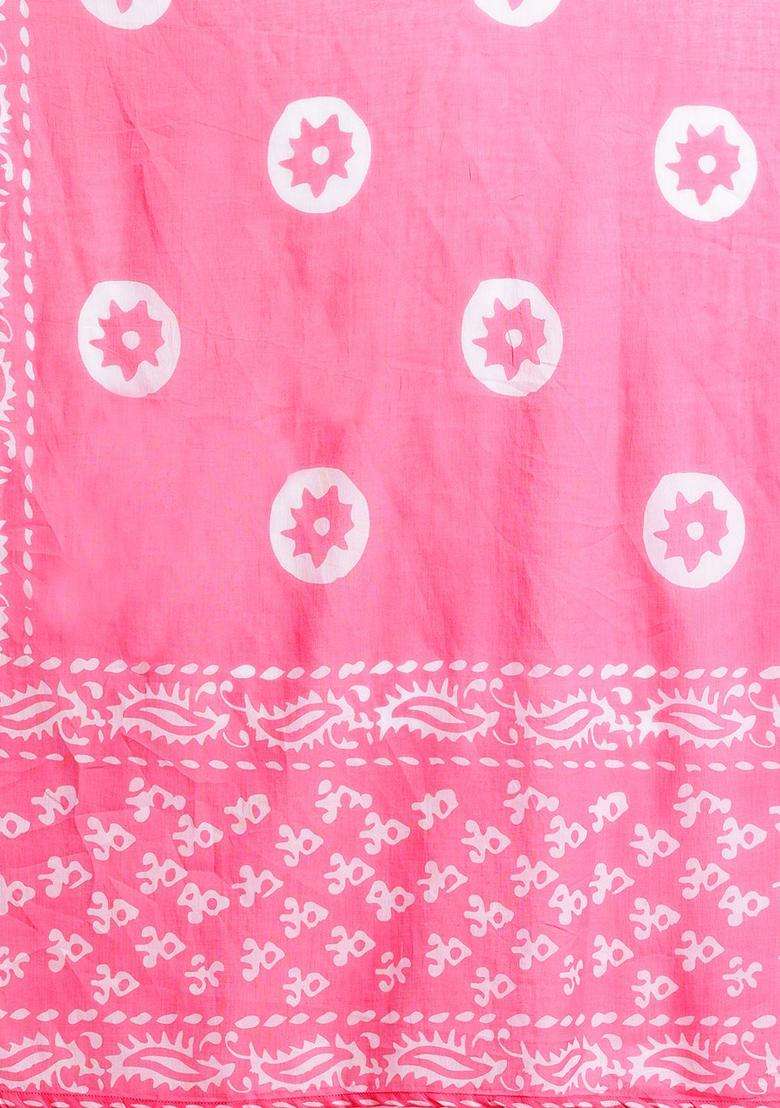 Pink Solid Cotton Anarkali Set - Indya