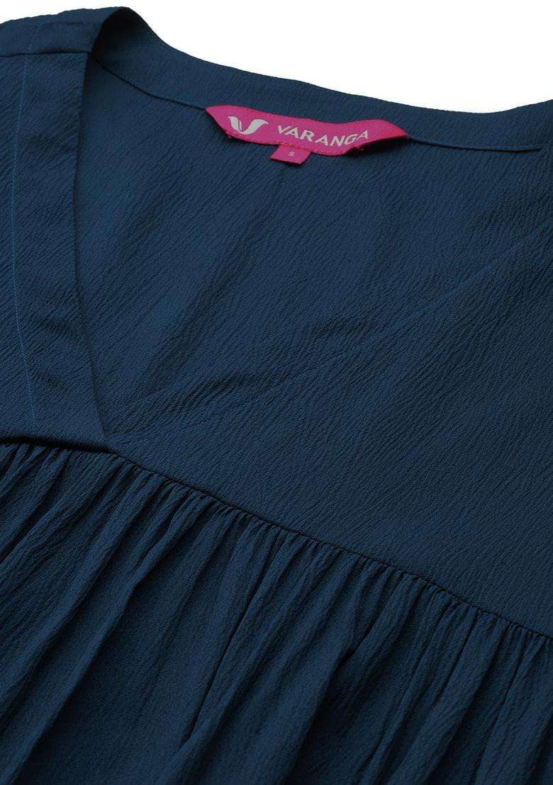 Teal Solid Silk Blend Kurta Set - Indya