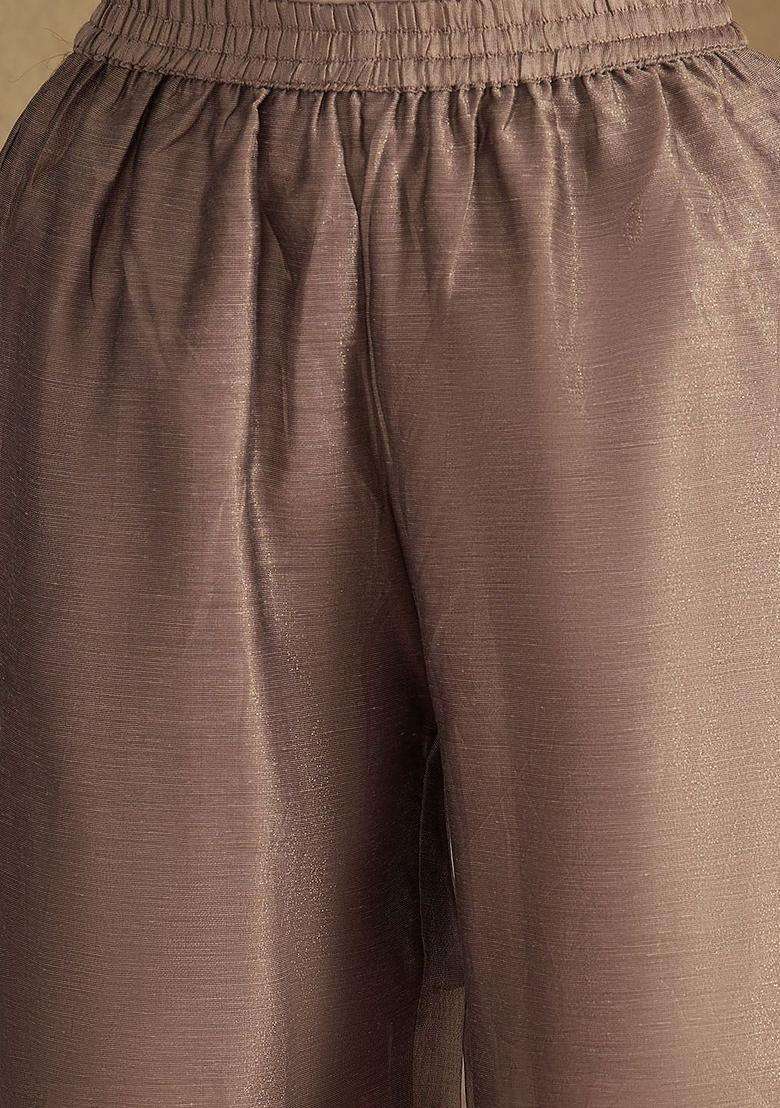 Brown Yoke Design Silk Blend Kurta Set - Indya