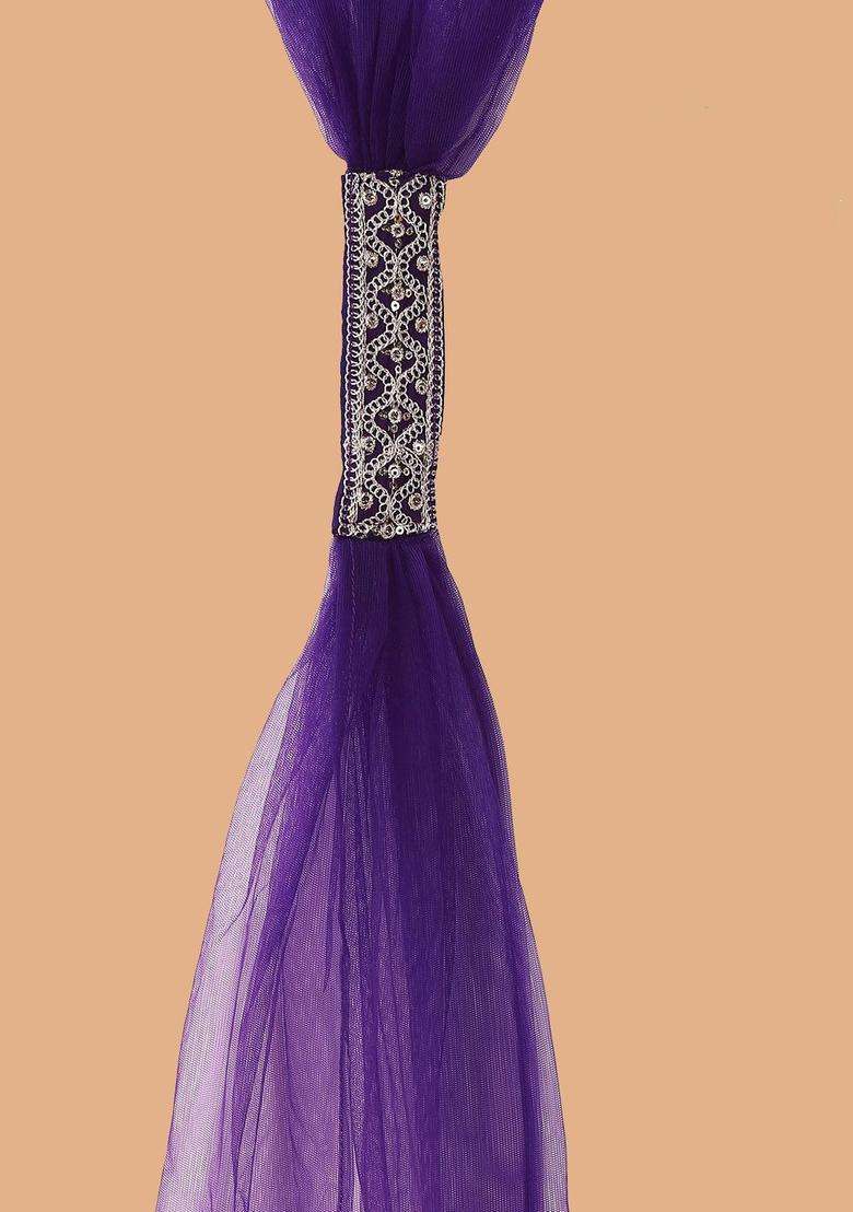 Purple Embroidered Silk Sharara Set - Indya