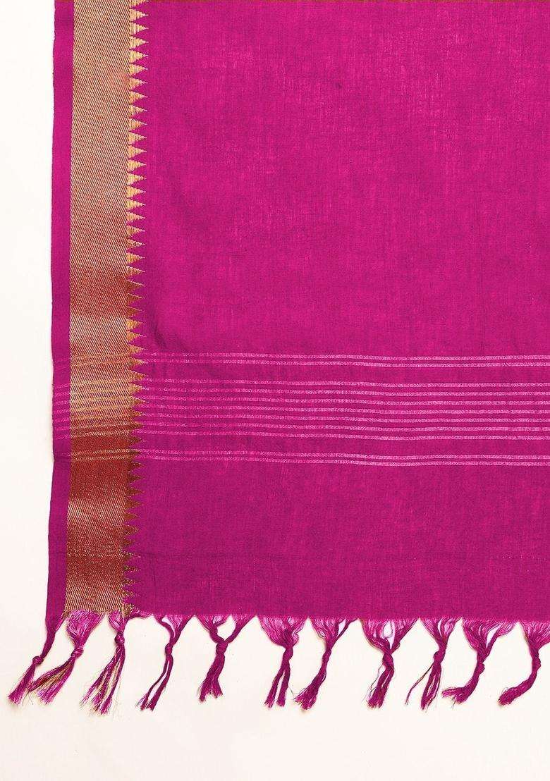Magenta Solid Cotton Kurta Set - Indya