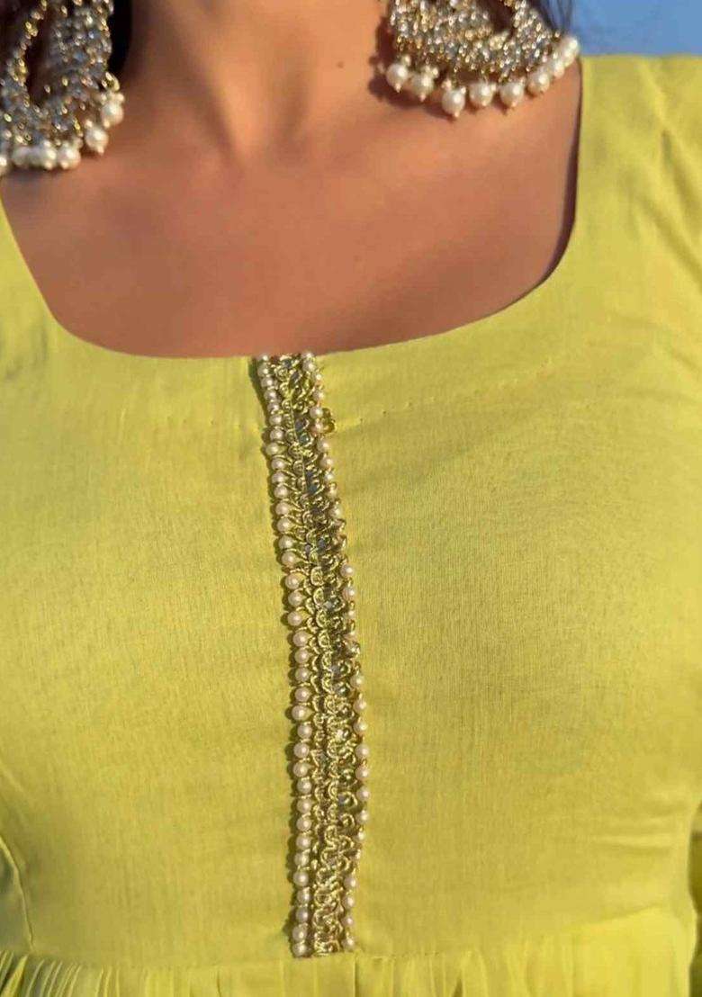 Yellow Solid Cotton Kurta Set - Indya