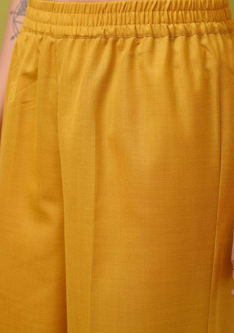 Yellow Printed Polyester Kurta Set - Indya