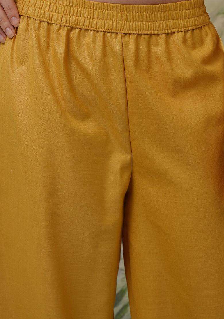 Yellow Printed Polyester Kurta Set - Indya