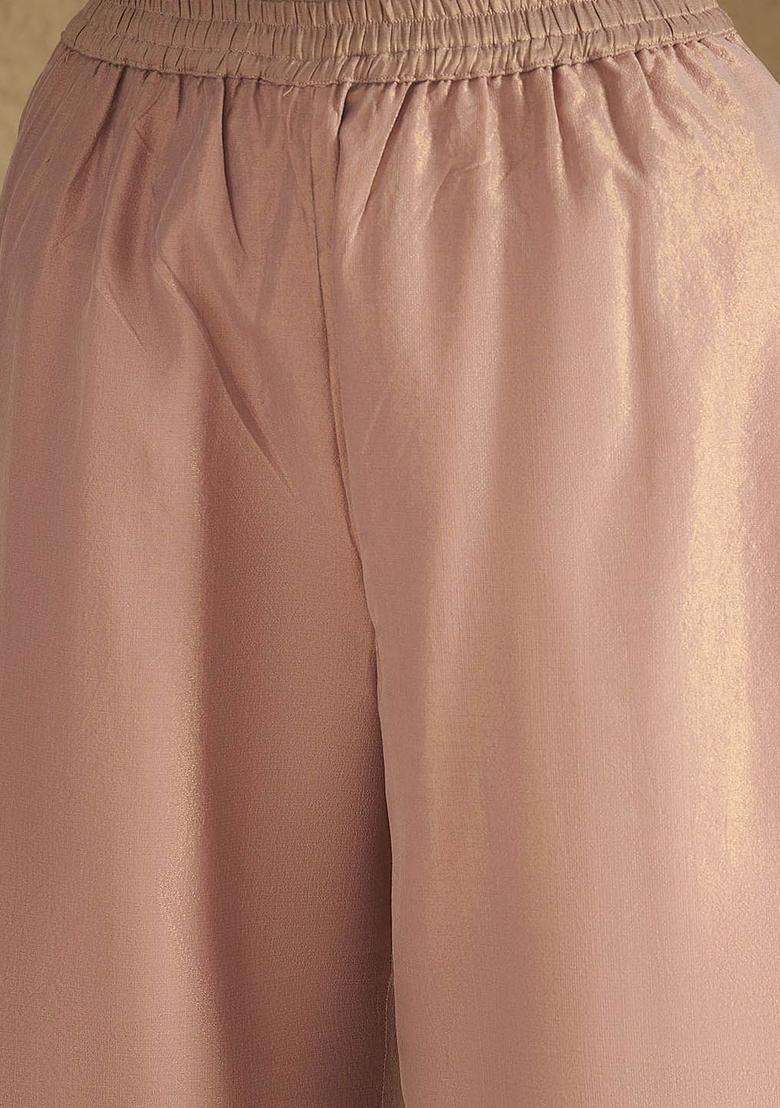 Pink Solid Silk Blend Kurta Set - Indya