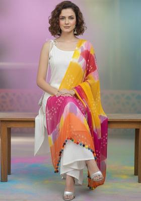 White Solid Cotton Kurta Set