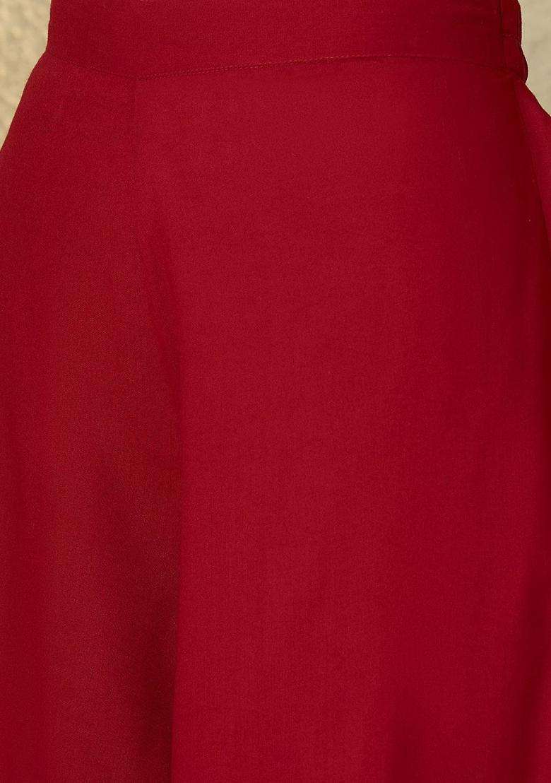 Maroon Solid Viscose Kurta Set - Indya
