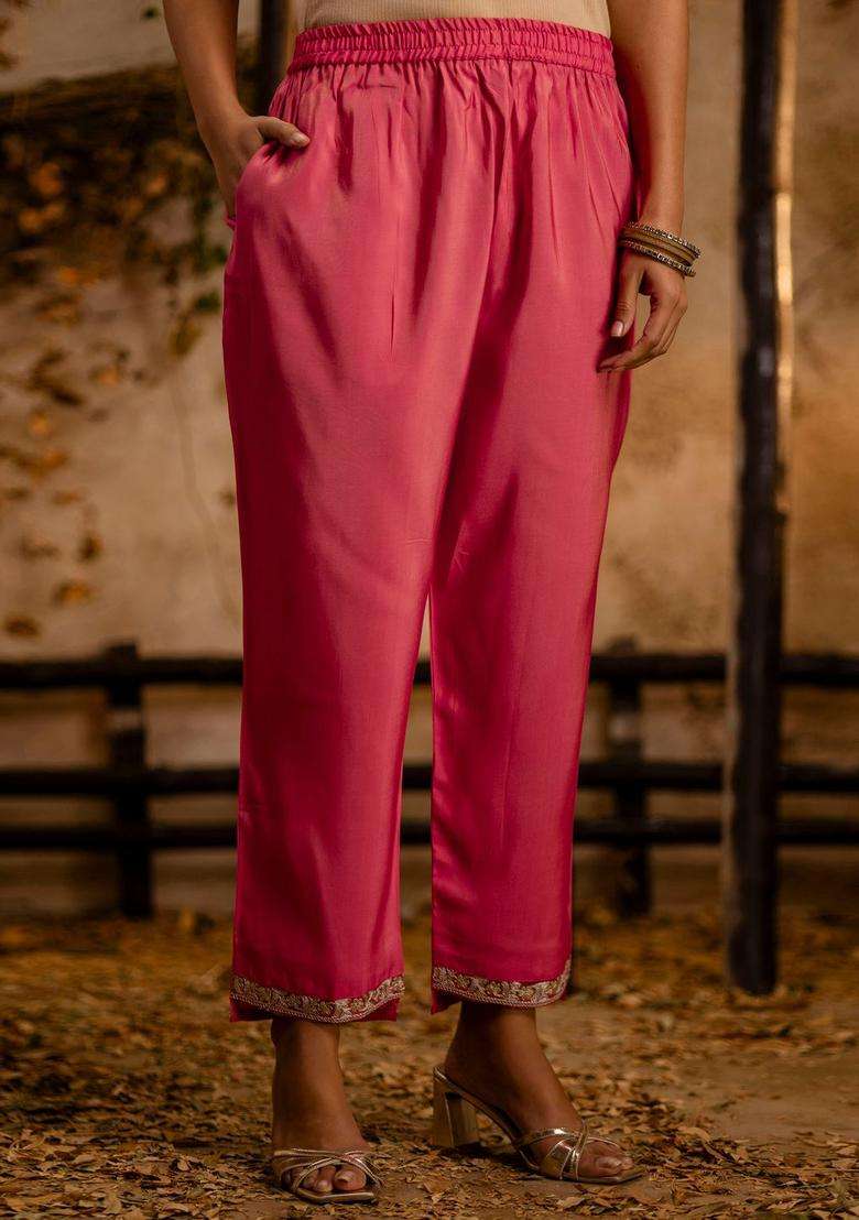Peach Embroidered Silk Blend Anarkali Set - Indya
