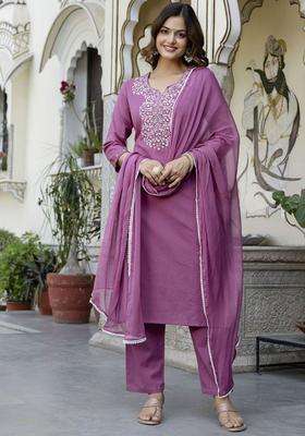 Pink Yoke Design Cotton Kurta Set