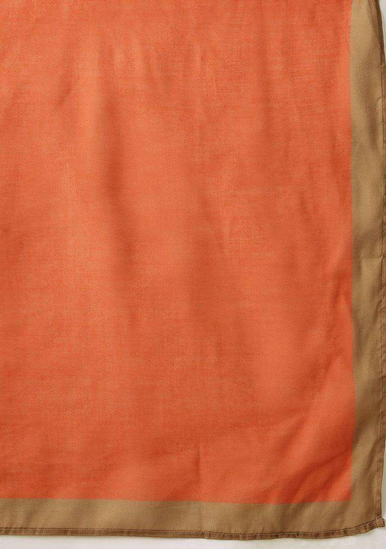 Rust Printed Polyester Kurta Set - Indya