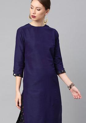 Purple Solid Cotton Kurta Set