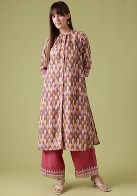 Multicolor Printed Cotton Kurta Set