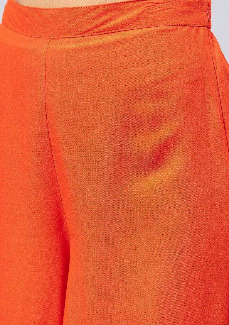 Coral Solid Viscose Anarkali Set - Indya