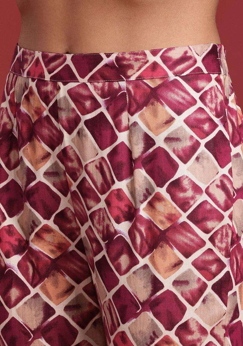 Multicolor Printed Viscose Kurta Set - Indya