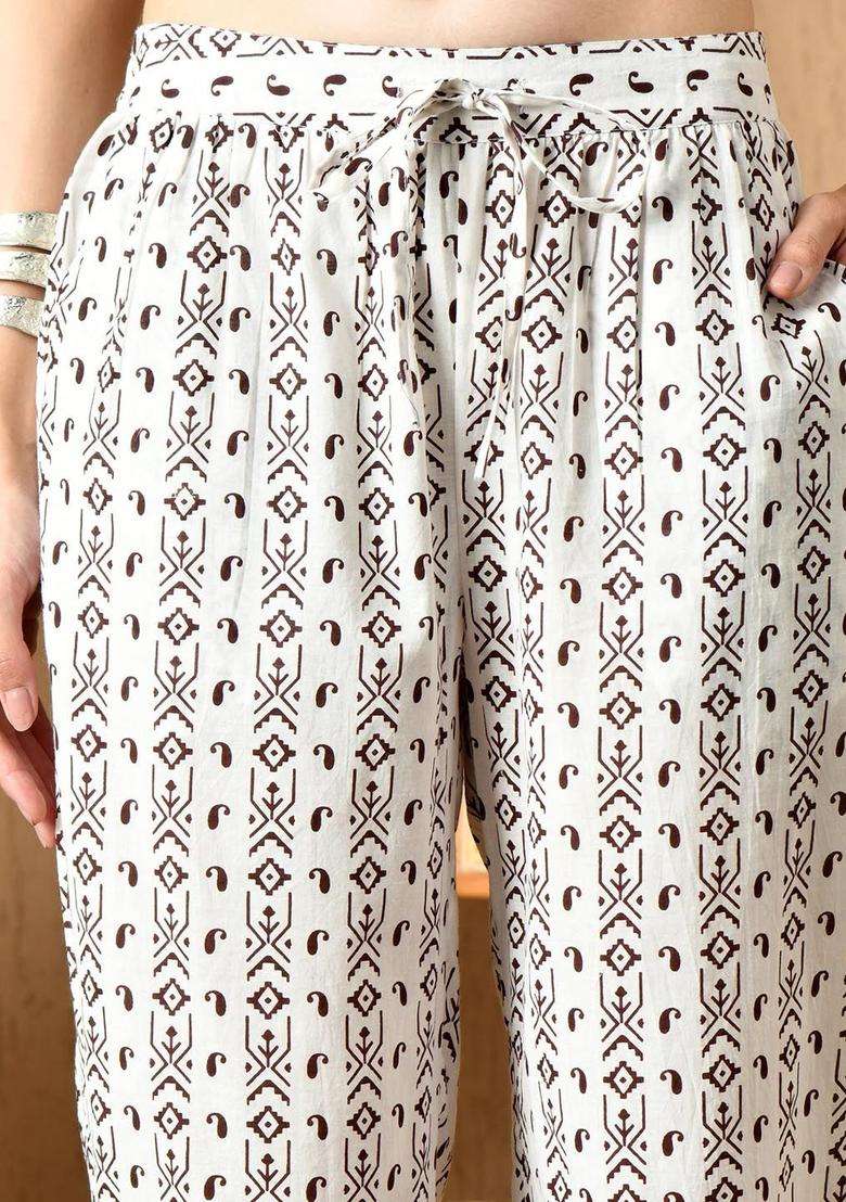 Brown Printed Cotton Kurta Set - Indya