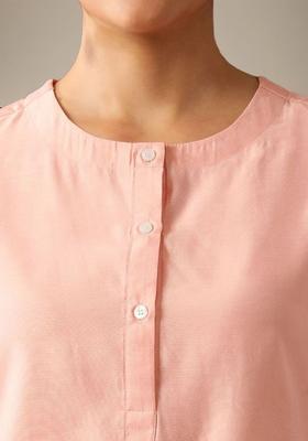 Peach Embroidered Cotton Kurta Set