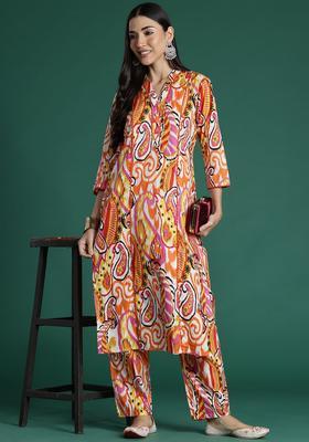 Multicolor Printed Cotton Kurta Set