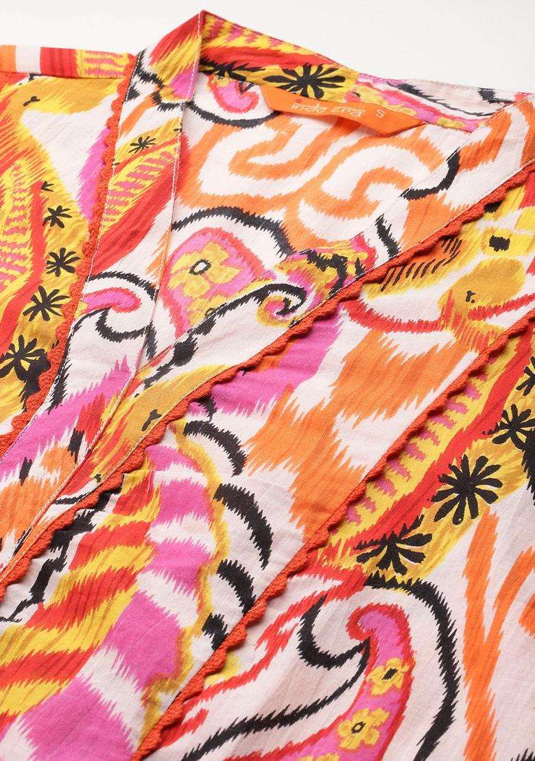 Multicolor Printed Cotton Kurta Set - Indya