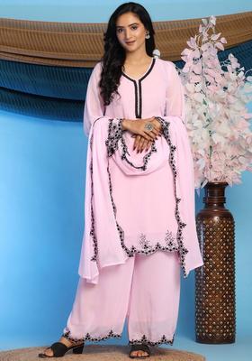 Pink Yoke Design Georgette Kurta Set