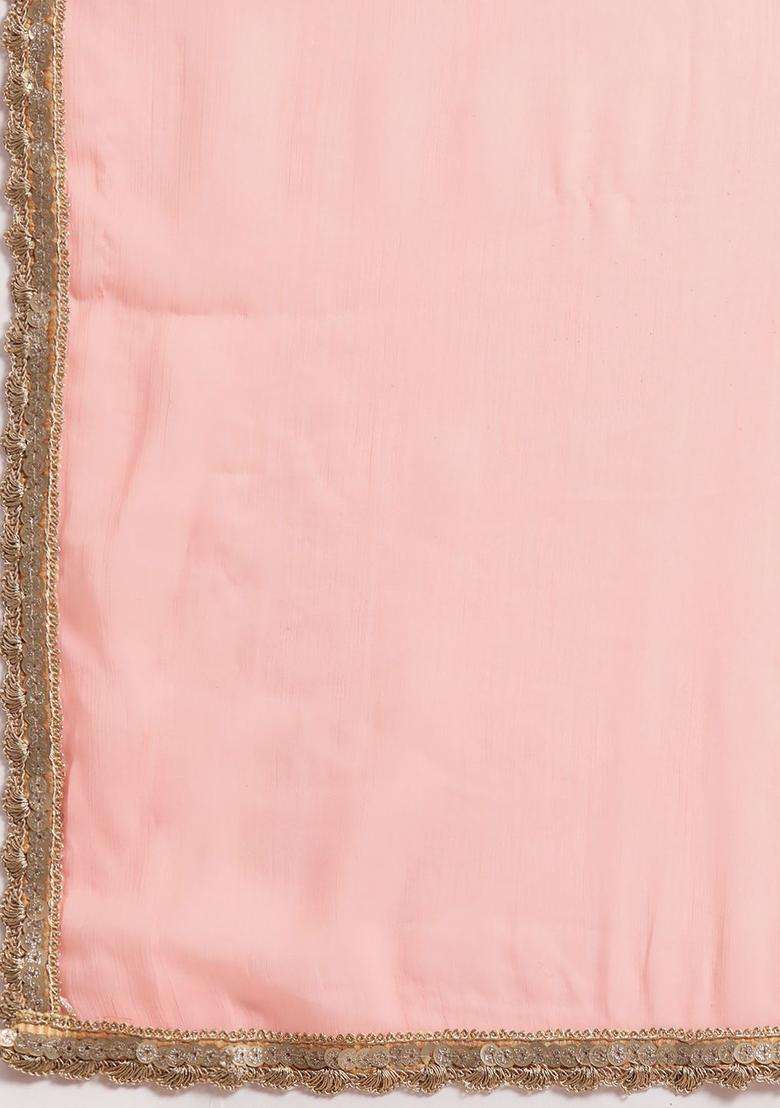 Peach Solid Viscose Kurta Set - Indya