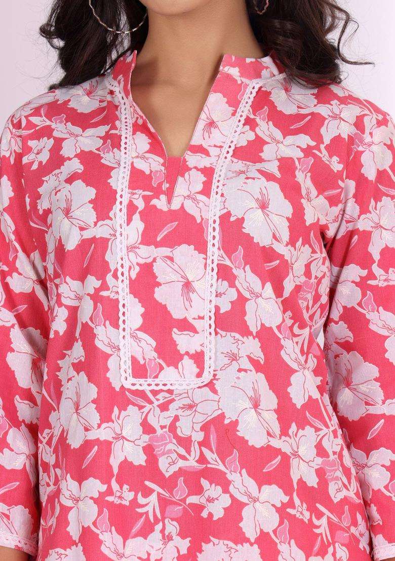 Coral Printed Cotton Kurta Set - Indya