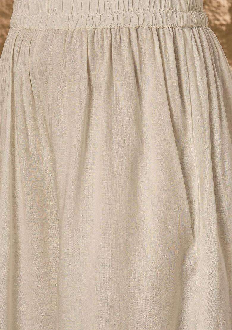 White Solid Viscose Kurta Set - Indya