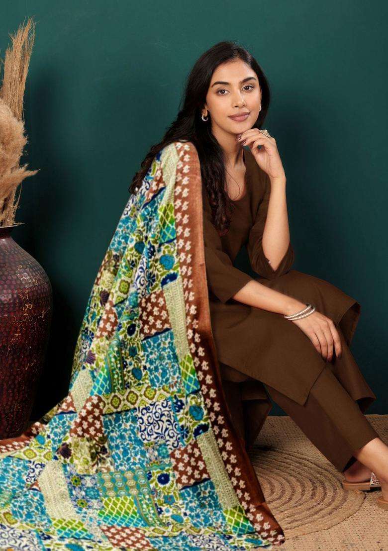 Brown Solid Cotton Kurta Set - Indya