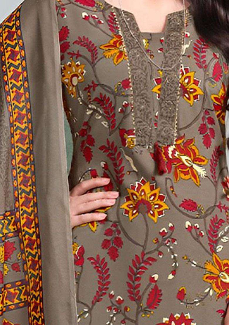 Brown Printed Cotton Kurta Set - Indya