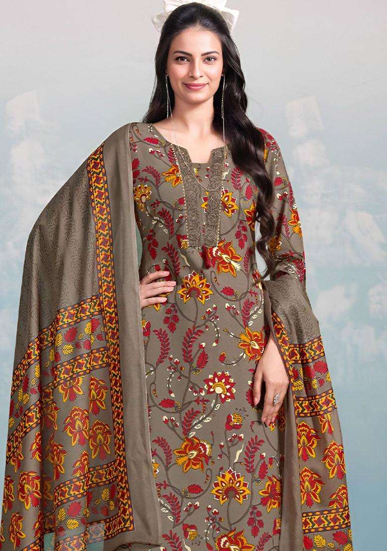 Brown Printed Cotton Kurta Set - Indya