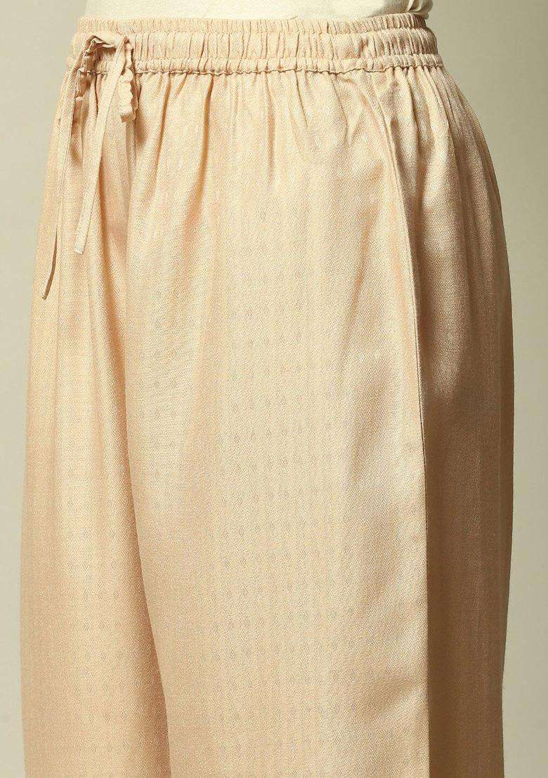 Off White Printed Polyester Kurta Set - Indya