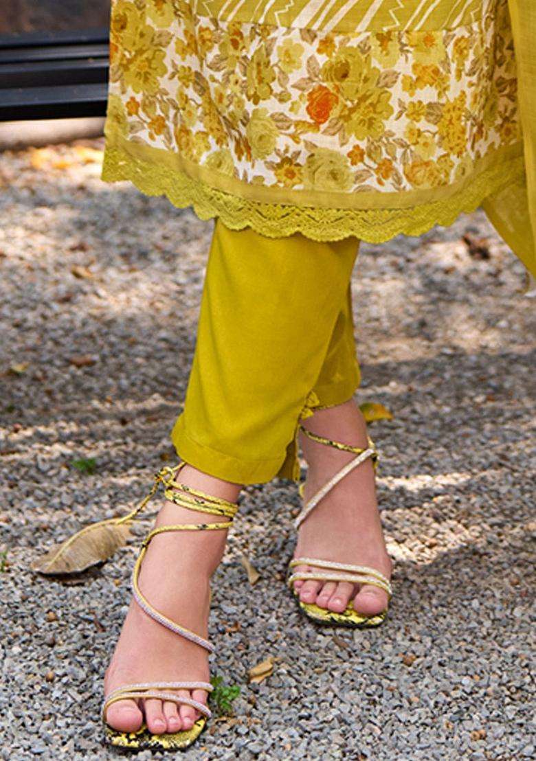 Mustard Printed Cotton Kurta Set - Indya