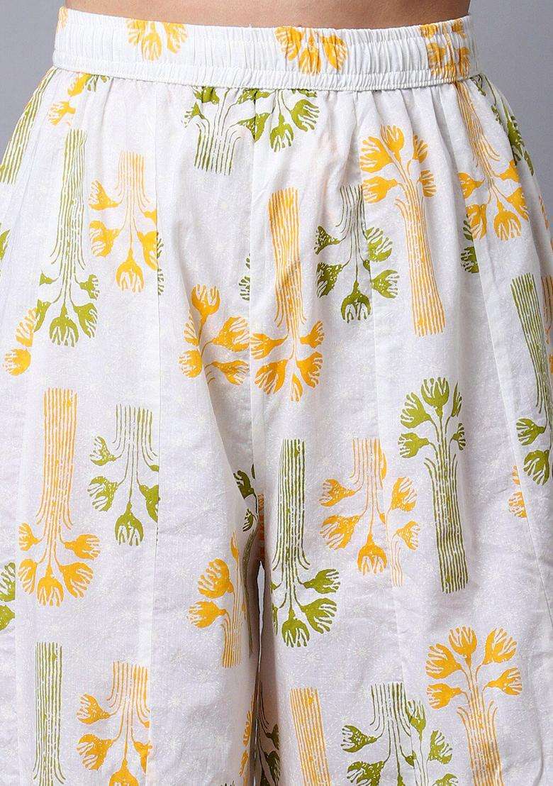Green Solid Cotton Kurta Set - Indya