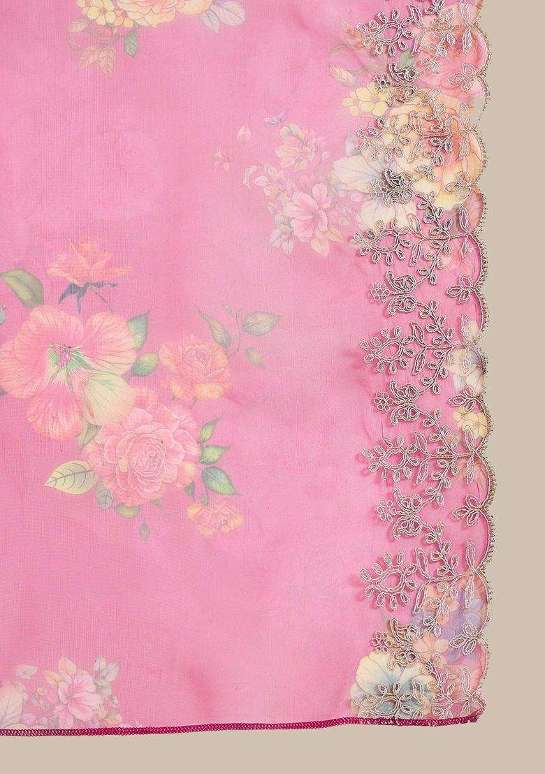 Pink Solid Silk Blend Kurta Set - Indya