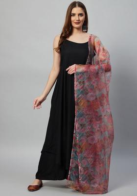 Black Solid Viscose Kurta Set