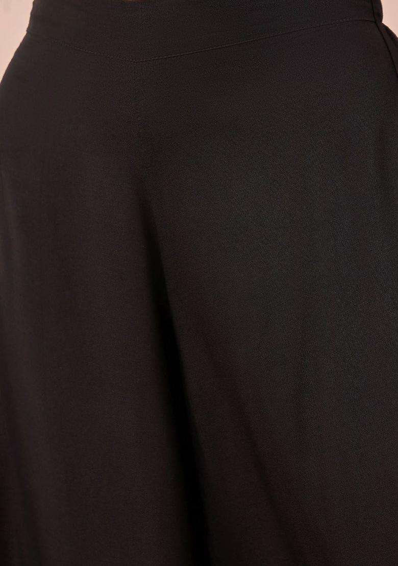 Black Solid Viscose Kurta Set - Indya