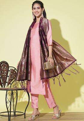 Pink Yoke Design Cotton Kurta Set